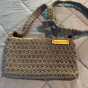 Gray Crochet Shoulder Bag